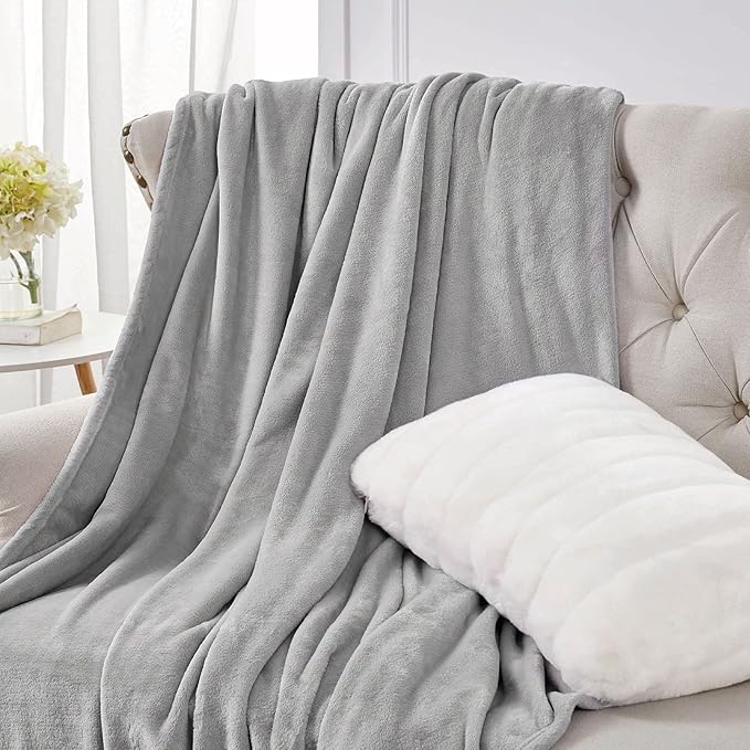 Walensee Fleece Blanket Plush Throw Fuzzy Lightweight Super Soft Microfiber Flannel Blankets for Couch, Bed, Sofa Ultra Luxurious Warm and Cozy for All Seasons (Ash Grey, 90"x90")