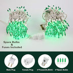 Brizled Green Christmas Lights, 69.6ft 300 Count Mini String Lights Connectable, 120V UL Certified Incandescent Light White Wire, Green Xmas Tree Light for Indoor Outdoor Xmas Halloween Tree Party