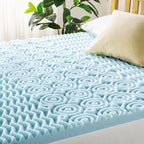 Mellow 3 Inch 5-Zone Memory Foam Mattress Topper, Cooling Gel Infusion, Dorm Essentials, Full Blue