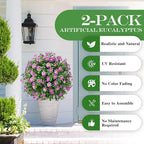 23" Set of 2 Artificial Boxwood Topiary Ball with Sunflower Flowers with Spikes for Outdoor, UV Resistant Faux Greenery Shrubs, Realistic Fake Bushes Plants for Garden, Yard, Front Porch, Patio Decor