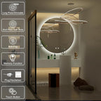42" Round LED Bathroom Mirror, Backlit Vanity Larege Round Bathroom Mirror with Lights, LED Lighted, Dimmable, Anti-Fog, Touch, 3000K/4500K/6000K