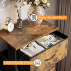 ODK Dresser for Bedroom with 4 Storage Drawers, Small Dresser Chest of Fabric Drawers with Sturdy Steel Frame, Wood Top, Vintage