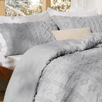 Bedsure Tufted Boho Comforter Set Twin Size - Light Grey Boho Bed Set, GentleSoft™ 2 Pieces Farmhouse Shabby Chic Embroidery Bedding, Gifts for Woman, Soft Jacquard Twin Comforter for All Seasons