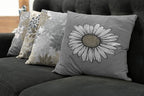 Ambesonne Floral Throw Pillow Cushion Case Pack of 4, Flower Petals Modern Color Palette Chamomile Peony Dahlia and Sunflower Print, Modern Accent Double-Sided Digital Printing, 24", Slate Brown Grey