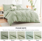 HYMOKEGE Light Green Full Size Comforter Sets Seersucker 7 Pieces, All Season Luxury Bed in a Bag for Bedroom, Bedding Set with Comforters, Sheets, Pillowcases & Shams