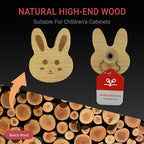4PCS Wooden Rabbit Shaped Cabinet Knobs, Cabinet Handles, Single Hole Beech Wood Handles, Wood Hooks with Full Set of Screw Accessories