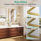 TokeShimi 24x32 Brushed Gold Bathroom Mirror,Bathroom Vanity Mirror with Tempered Glass,Shatterproof Vanity Wall Mirror for Bathroom with Aluminum Frame(Horizontal/Vertical)