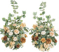 Ling’s Moment 41.0"Tall Free-standing Wedding Aisle Artificial Flowers for Ceremony Decor, 2PCS Apricot & Peach Walkway Fake Floral Chair Markers, Faux Rose Altar Arch Arrangement decorations Outdoor