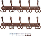 Dseap Wall Mounted Coat Rack - 5 Tri Hooks, Heavy Duty, Stainless Steel, Metal Coat Hook Rail for Coat Hat Towel Purse Robes Mudroom Bathroom Entryway (Antique Copper, 2 Packs)
