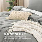 Litanika Comforters Medium Gray Oversized Queen Size, 3 Pieces Lightweight Solid Bedding Set & Collections, All Season Fluffy Bed Set (98x98In Comforter & 2 Pillowcases)