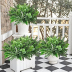 18PCS Artificial Plants Outdoor UV Resistant Fake Plants Stem Faux Greenery Plastic Plants Bushes for Garden Patio Porch Window Box Home Wedding Decor(Greenery, 18PCS)