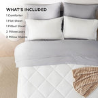 Bedsure Full Comforter Set - 7 Pieces Reversible White and Grey Bedding, Full Bed Set for All Seasons, Bed in a Bag with Down Alternative Comforter, Grey Sheets, Pillowcases & Shams