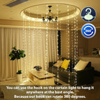 HXWEIYE 300LED Fairy Curtain Lights, 9.8x9.8Ft USB Plug-in 8 Modes Christmas String Hanging Lights with Remote for Bedroom Backdrop Wedding Party Indoor Wall Decor, Warm White, Tangle-Free
