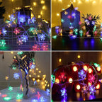 BrizLabs Colored Snowflake Lights, 40 LED 16.08ft Snow Flake Christmas Lights with Remote, 8 Modes LED String Lights Waterproof, Dimmable Battery Xmas Lights for Indoor Outdoor Christmas Tree Decor