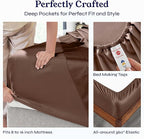 California Design Den Queen Sheet Set - Soft 400 Thread Count Sateen, Natural 100% Cotton Sheets for Queen Size Bed with Deep Pockets, Cooling and Durable Bedding Set - Espresso Chocolate Brown