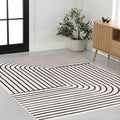 Eyely NCS101G-8 Odense High-Low Minimalist Angle Geometric Black/White 8 ft. x 10 ft. Area Rug, Black/White, 8 ft. x 10 ft., Indoor, Area Rug
