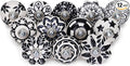 Knobs for Cabinets and Drawers Assorted Black Cupboard Wardrobe Furniture Knob Door Pull Handles for Dresser Kitchen Wardrobes Boho Home Interior Decor -Pack of 12