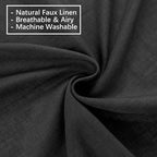 Black Linen Sheer Pinch Pleated Sliding Door Curtains, 2x50 Inches Width, Dark Moody Neutral Light Filtering Drapes 96 Inches Long, Textured Modern Farmhouse Window Curtain Panels