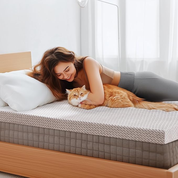 Subrtex Cover for Mattress Topper King Size 2 Inch (Only Cover) Mattress Topper Protector Bedding Removable Encasement with Zipper Closure