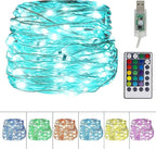 Twinkle Star Color-Changing Fairy Lights, 33Ft 100 LED Waterproof Mini String Lights Twinkle Lights, 16 Colors USB Silver Wire Lights with Adapter for Bedroom Room Garden Party Wedding Christmas Decor