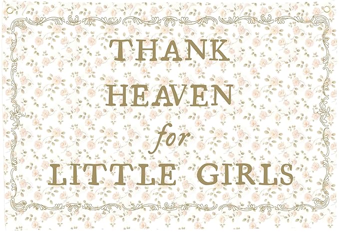Christian Bible Verse Scripture Rectangular Banner Flag Wall Sign Decor Gift for Baby Girl-Nursery Baby Room Bedroom Decor-Baby,Shower Birthday Christmas Gift-Thank Heaven for Little Girls