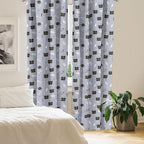 Ambesonne Outer Space Window Curtains, Astronaut Cats Exploring The Universe on Dotted Background, Lightweight Decor 2-Panel Set with Rod Pocket, Pair of - 28" x 95", Purple Grey