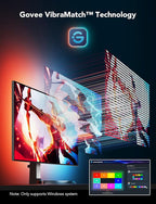 Govee Gaming Light for Monitor G1, RGBIC LED Backlight for 27-34 Inch PC, Smart LED Lights for Monitors with Color Matching, Adapts to Curved Monitors, Double Strip Light Beads with 123 Scene Modes