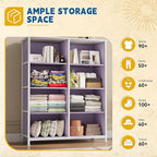 DWVO Dresser with 8 Drawers - Fabric Storage Tower, Organizer Unit for Bedroom, Hallway, Closets - Sturdy Steel Frame, Wooden Top & Easy Pull Fabric Bins (Purple)