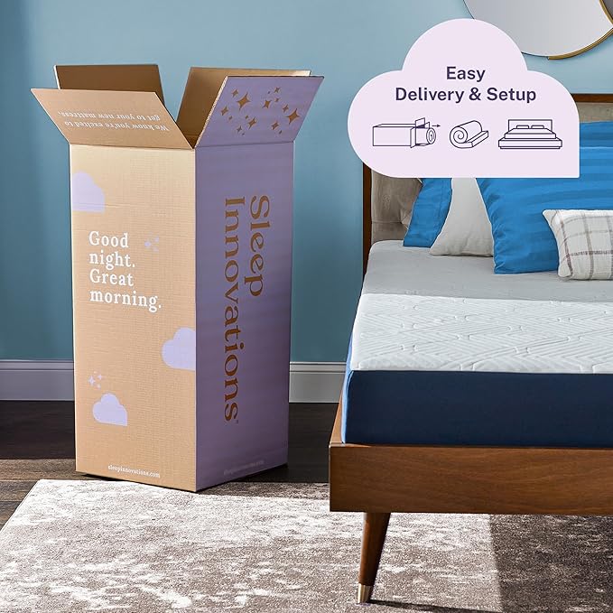 Sleep Innovations Marley Hybrid 10 Inch Cooling Gel Memory Foam and Innerspring Coil Mattress, Queen Size, Bed in a Box, Medium Firm Advanced Support