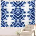 Batmerry Blue Art Flower Tapestry, Blue White Ceramic Glaze Tie Dye Wall Art Hanging Decoration Polyester Fiber White Ruffled Around for Dorm Room Bedroom Living Room, 39.1x59.1 inches