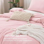 Litanika Pink Comforter Set Full Size, 3 Pieces Girls Women Cute Soft Solid Bedding Comforter Set, All Season Bed Set (79x90In Comforter & 2 Pillowcases)