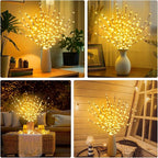 DK177 4 Pack Led Branch Light Battery Operated Lighted Branch Vase Filler Willow Tree Artificial Little Twig Power Brown 30 Inch 20 LED for Home Romantic Decoration, Warm White