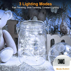 btfarm 18 Pack Fairy Lights Battery Operated [3 Modes], 7ft 20 Led Twinkle Lights String Lights Waterproof Bulk Small Mini Silver Wire for Mason Jars Vases Wedding Table Centerpiece, Cool White