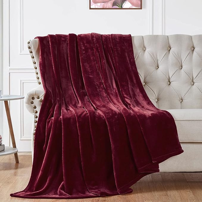 Walensee Fleece Blanket Plush Throw Fuzzy Lightweight (King Size 108x90 Wine) Super Soft Microfiber Flannel Blankets for Couch, Bed, Sofa Ultra Luxurious Warm and Cozy for All Seasons