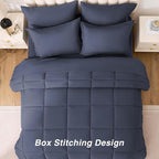 Love's cabin Full Comforter Set Indigo Blue, 7 Pieces Full Bed in a Bag, All Season Bedding Sets with 1 Comforter, 1 Flat Sheet, 1 Fitted Sheet, 2 Pillowcase and 2 Pillow Sham