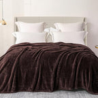 Exclusivo Mezcla Plush Fuzzy Fleece Bed Blanket Twin Size, Super Soft, Fluffy and Warm Blankets, Suitable for All Seasons (Coffee, 90x66 Inches)