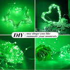 ZGWJ 50 Pack Fairy Lights Battery Operated, 7ft 20 Mini LED Fairy String Lights Silver Wire 3 Modes for DIY, Parties, Wedding, Bedroom, Halloween Christmas Decoration Green