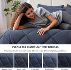Love's cabin King Size Comforter Set Navy Blue, 7 Pieces King Bed in a Bag, All Season Bedding Sets with 1 Comforter, 1 Flat Sheet, 1 Fitted Sheet, 2 Pillowcase and 2 Pillow Sham