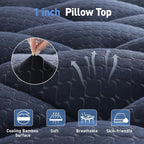 Dual Layer 3 Inch Memory Foam Mattress Topper Twin Size, 2 Inch Gel Memory Foam Plus 1 Inch Cooling Pillow Top Mattress Pad Cover, with 8-21 Inch Deep Pocket, Navy Blue