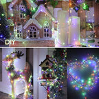 Fairy Lights Plug in, 10Ft 200LED Firecracker Firefly Lights with 8 Mode, Waterproof Silver Wire Cluster Starry String Lights for Ceiling Bedroom Window Wedding Christmas Tree Decoration, Multicolor