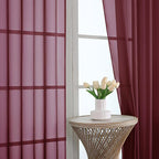 OWENIE Burgundy Sheer Curtain 90 Inches Long 2 Panels Set, Solid Filmy Drapes for Living Room Bedroom, Elegant Window Sheer Curtain Panels Drapes, 2 Pcs, Each 59W x 90L Inch