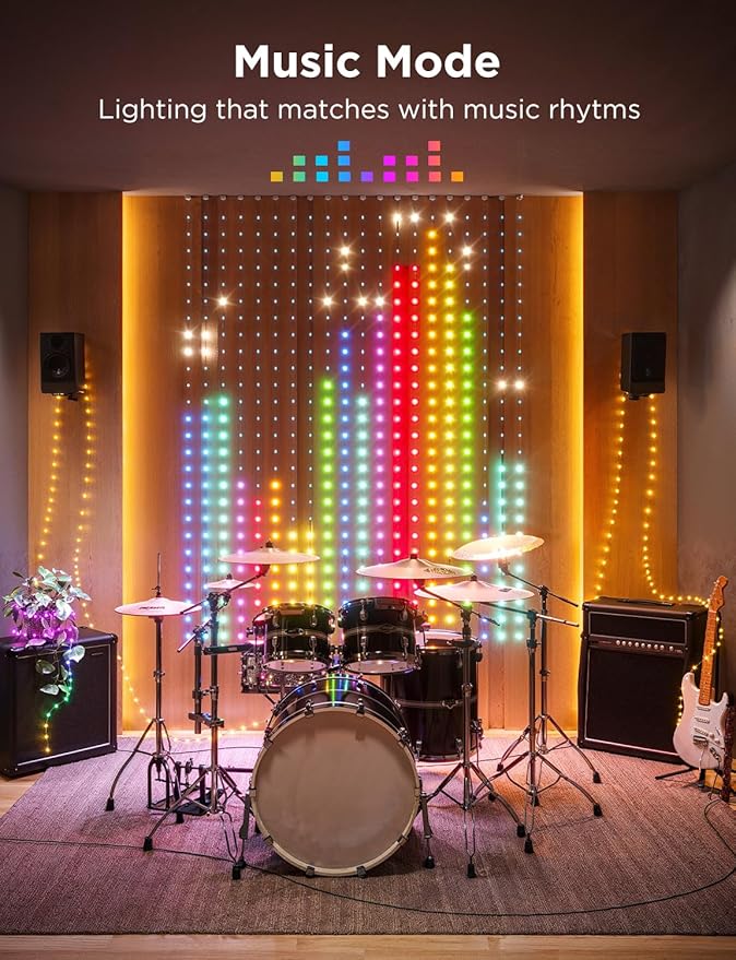 Govee Curtain Lights, Smart LED Color Changing Wall Lights, Dynamic DIY Curtain String Lights for Bedroom Living Room Holiday Decor, Outdoor IP65 Waterproof，4.9x6.6ft, 520 RGBIC LED