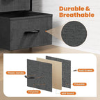 DUMOS Dresser for Bedroom 4 Drawers, Tall Fabric Closet Chests Organizer Tower Furniture with Wooden Top Metal Frame for Nursery, Living Room, Closet, Grey