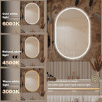 36" x 24" Oval LED Mirror for Bathroom, Backlit Vanity Mirror with Lights, Frameless Smart Wall Mirror, 3 Colors Stepless Dimmable, Anti-Fog, Shatterproof, Memory, CRI95+(Horizontal/Vertical)