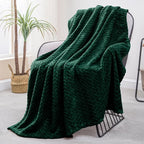 Exclusivo Mezcla Fleece Throw Blanket for Couch, 50x70 Inches Soft Cozy Jacquard Flannel Blankets, Lightweight Fuzzy Plush Warm Throws for Winter, Forest Green