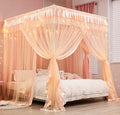 Mengersi Canopy Bed Curtains Twin Sizes,Bed Canopy for Girls Royal Luxurious Cozy Bed Drapes Girls Room Decor(Peach,Twin)
