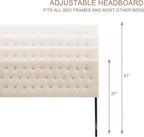 Tufted Upholstered Headboard California King Size, Solid Wood Head Board with Durable Metal Legs, Adjustable Height Bed headboard from 37” to 51” Fabric Headboard in Button Design, Beige