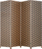 Room Divider Wood Screen 4 Panel Wood Mesh Woven Design Room Screen Divider Folding Portable Partition Screen Screen Wood for Home Office