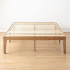 Mellow Naturalista Classic 16 Inch Solid Wood Platform Bed with Wooden Slats, Natural Pine, Full