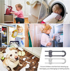 Jetec 10 Pieces Cabinet Locks for Babies, U-Shaped Proofing Drawers Safety Child Locks Adjustable, Easy to Use Childproof Latch for Knob Handle on Kitchen Door Storage Cupboard Closet (Gray, White)
